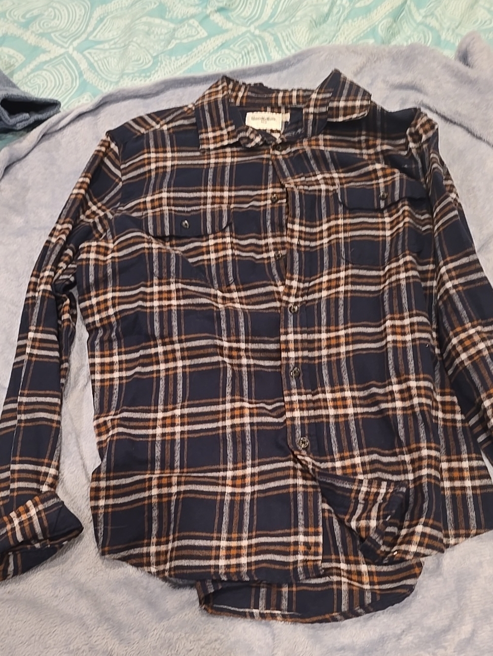 ❤️10/$40 Goodfellow & Co Navy and Brown Plaid Button-Up Shirt